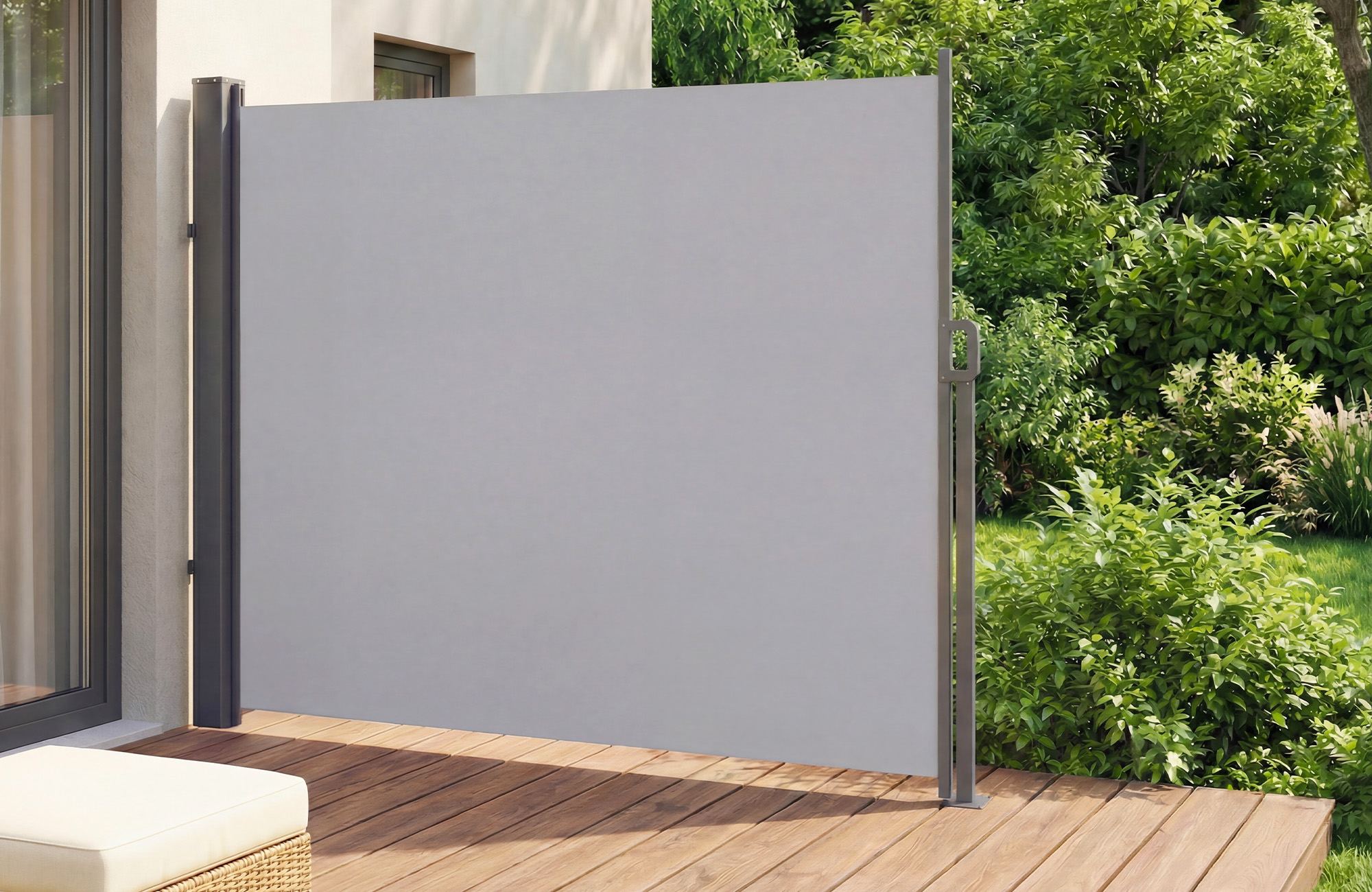 Mesa auxiliar retráctil pilat de 3x1,6 m, gris claro.