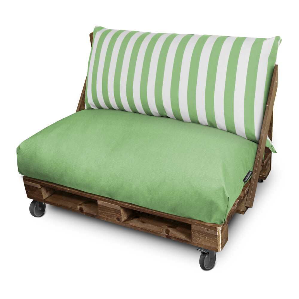 Cojín para palets toldotex verde set: asiento 120x80x20 (liso) + respaldo 1