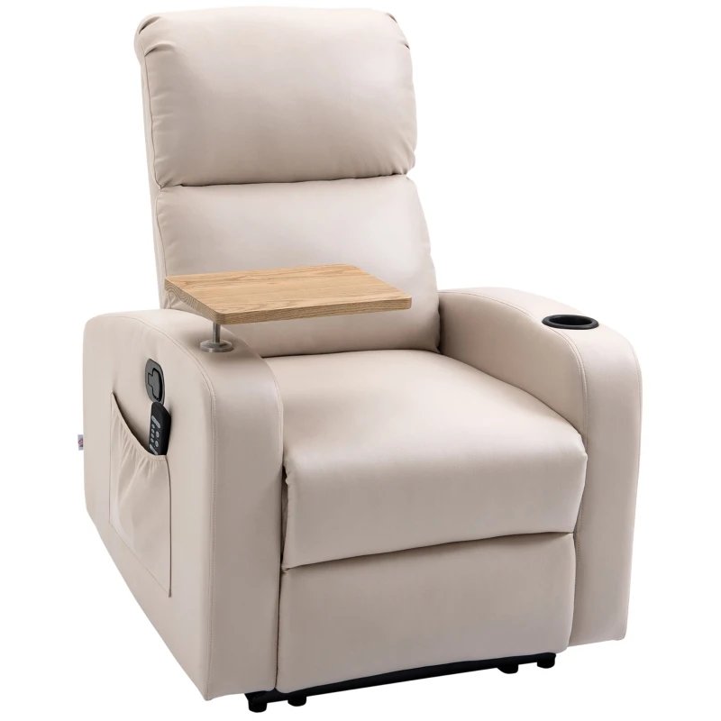 Sillón de masaje 77x93x105 cm poliéster, espuma color beige Homcom