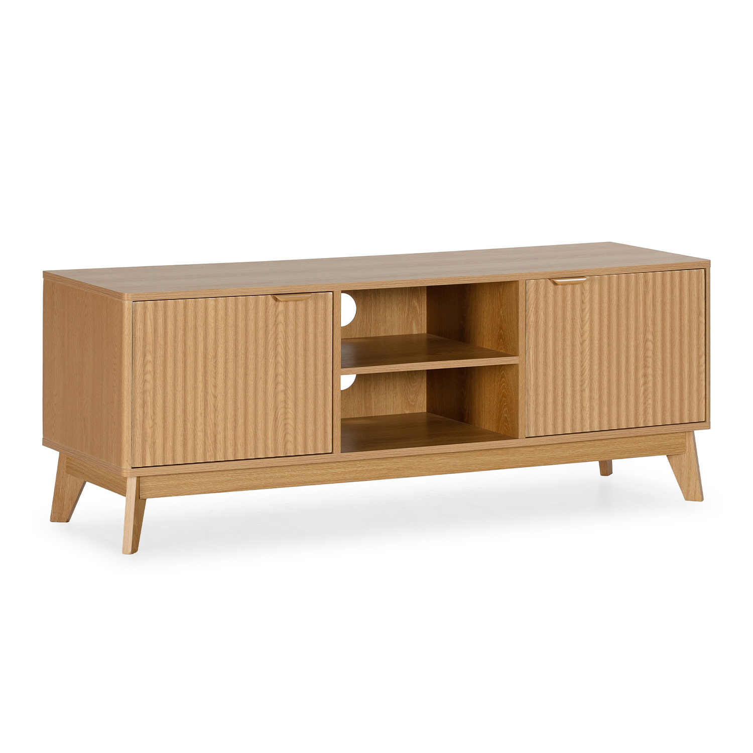 Mueble tv oporto 2 puertas 2 huecos efecto roble