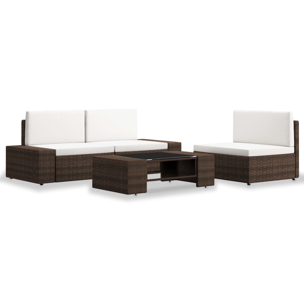 vidaXL juego de muebles de jardín 4 piezas ratán sintético marrón