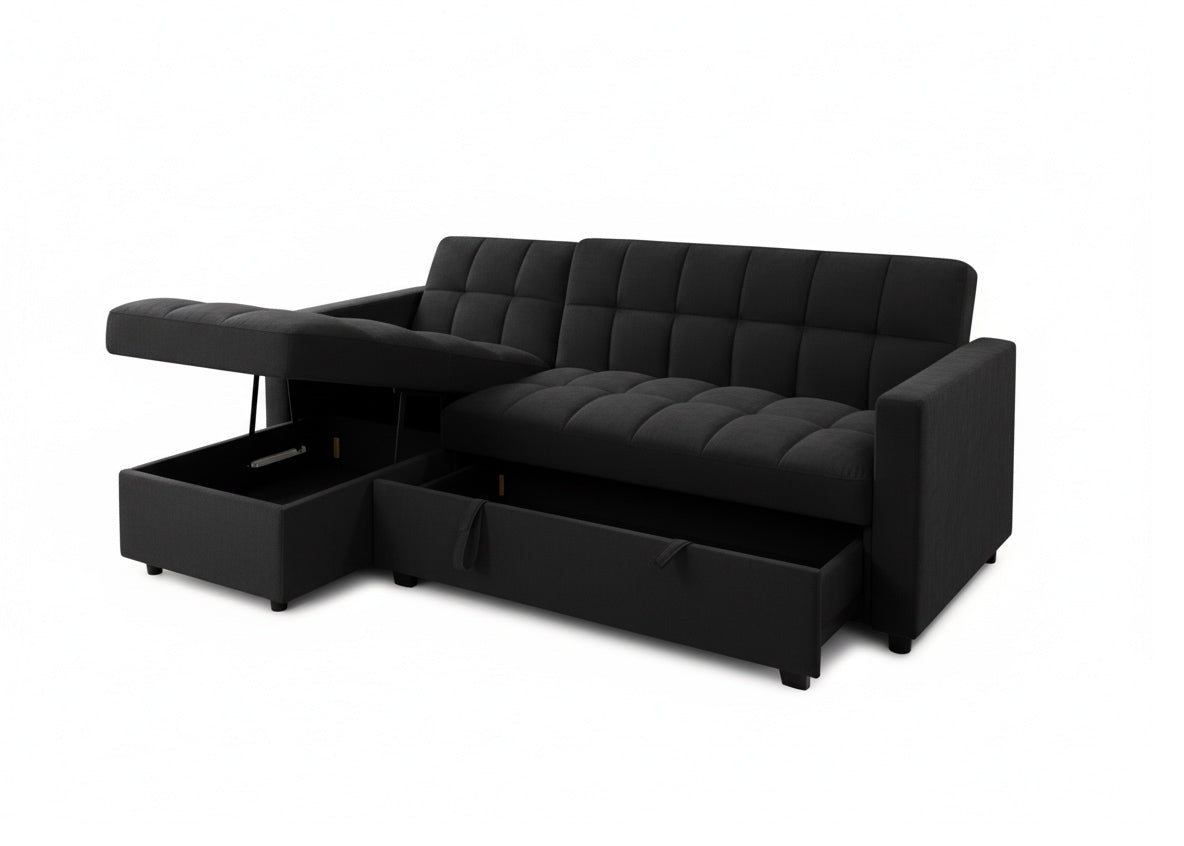 Sofa cama chaise longue kris 210cm negro