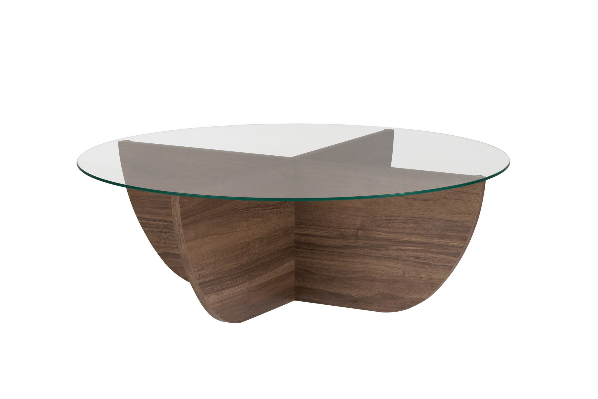 Mesa de centro de cristal <<liya>> 90 x 90 x 30 cm - nogal