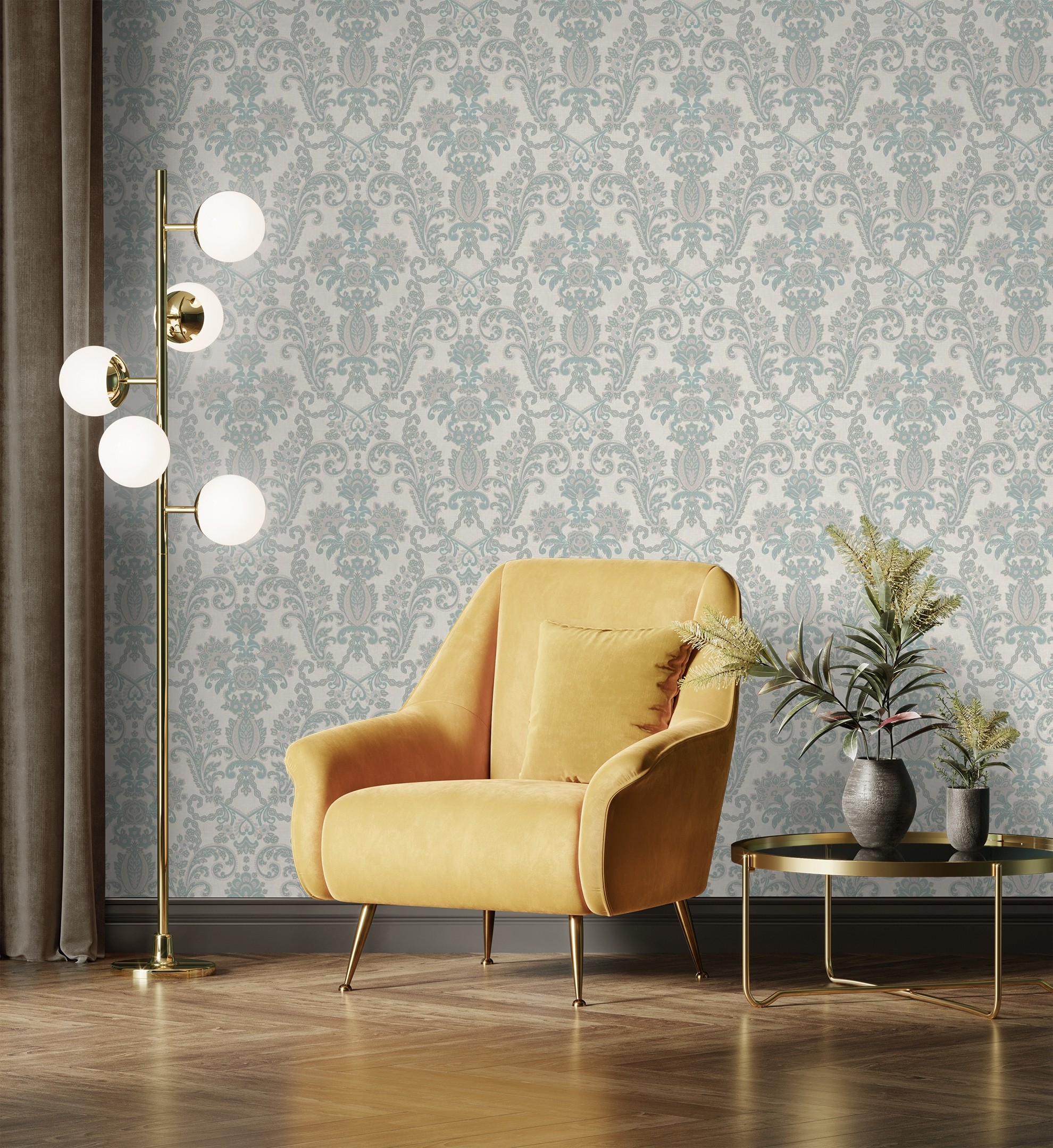 Papel pintado gaulan de damasco hindú textura de tela tejida en 10.6m²