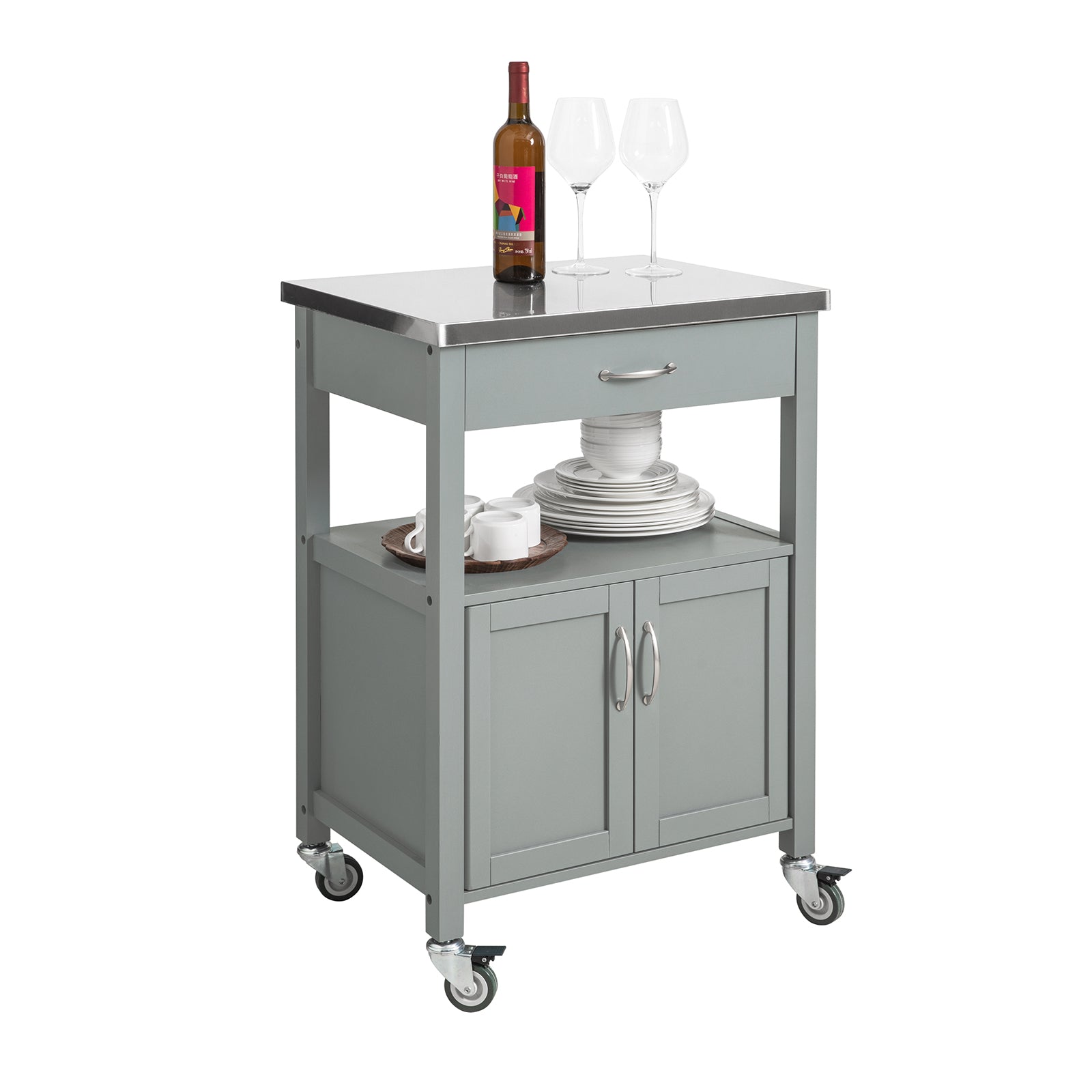 Carrito de cocina con tablero de acero inoxidable fkw22-hg sobuy