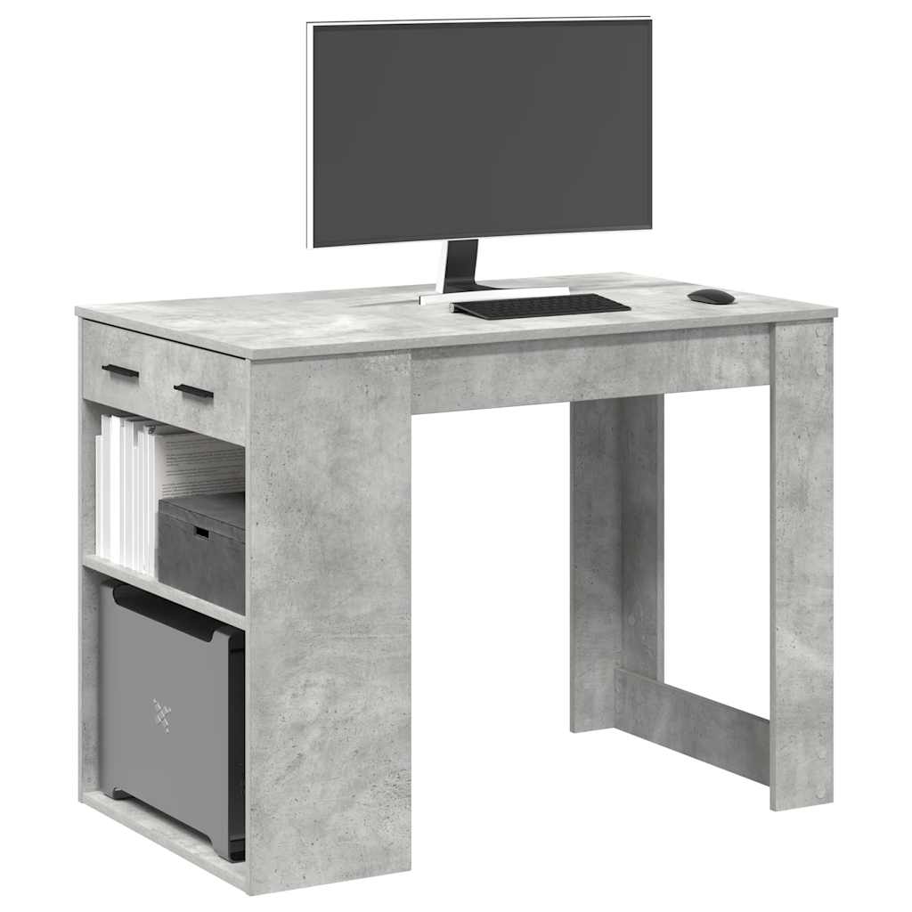 Escritorio con cajón estante madera contrachapada gris hormigón oif486054