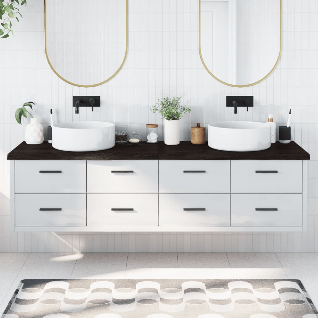 Encimera de baño madera tratada marrón oscuro 200x60x(2-4) cm eerf1747