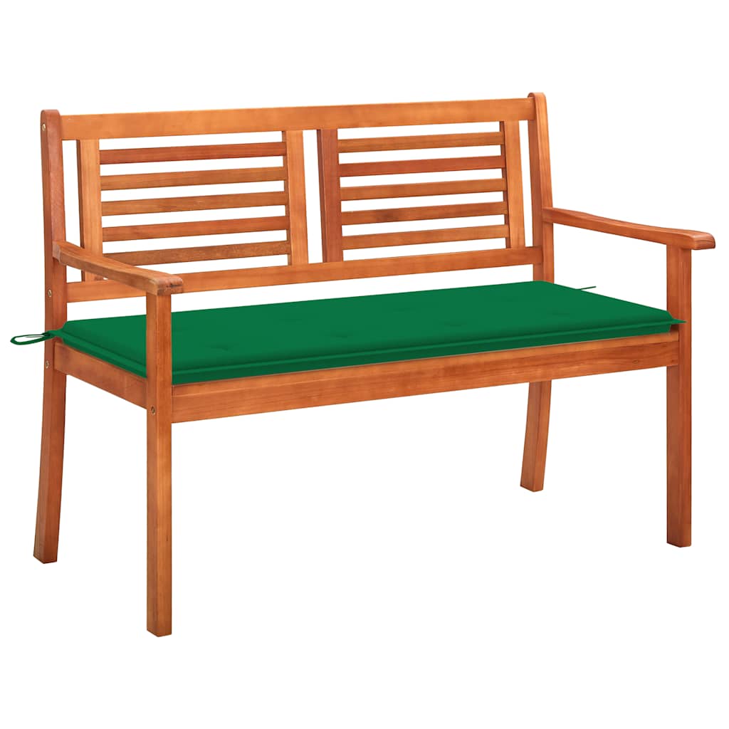Banco de jardín 2 plazas madera maciza eucalipto y cojín 120 cm joy851831