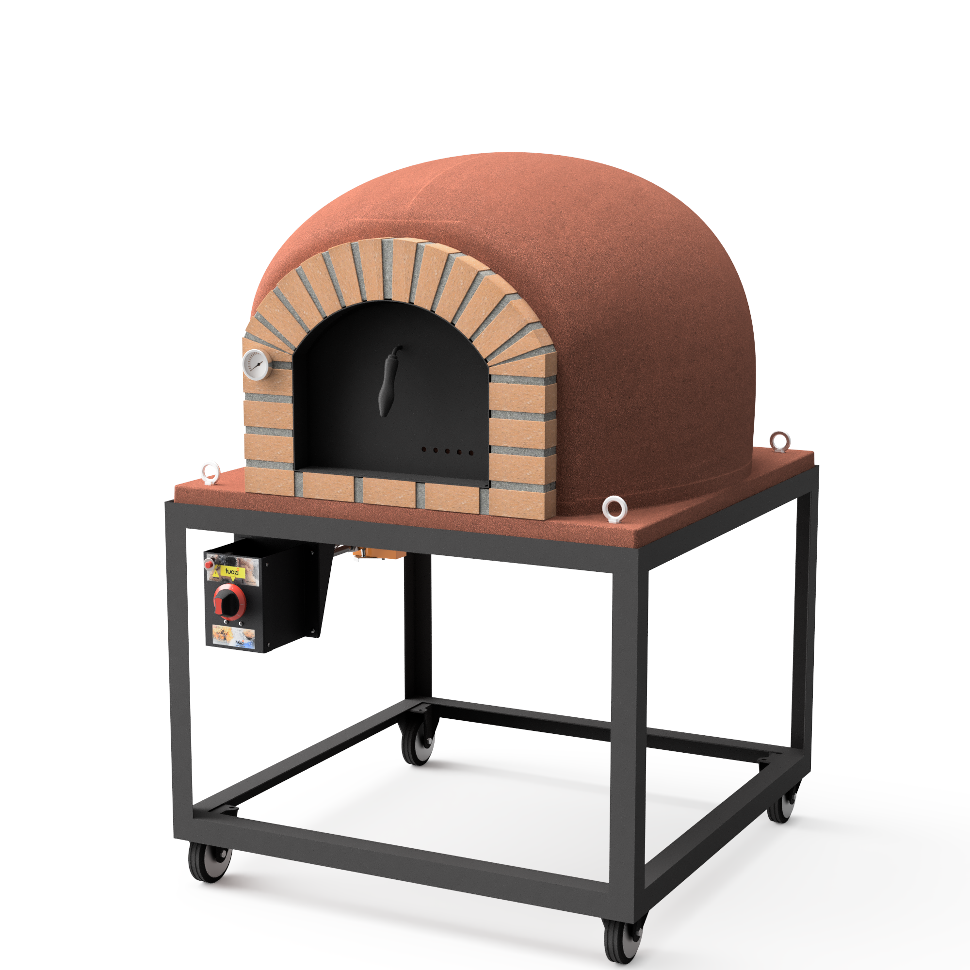 Horno de leña exterior de obra modelo stromboli burdeos - 80x80x152cm