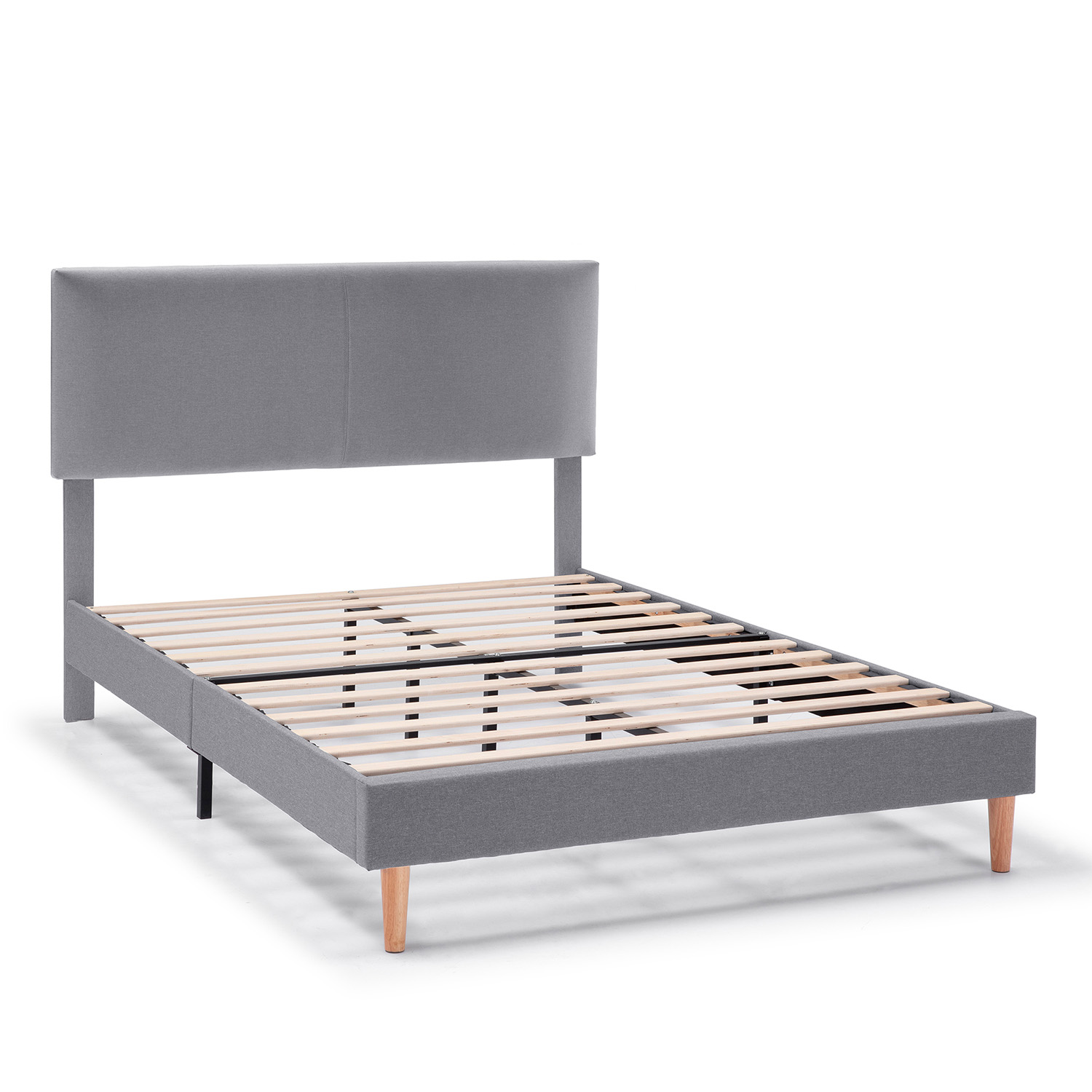 Estructura de cama tapizada lauren de 30 cm, 90x190 cm, gris oscuro