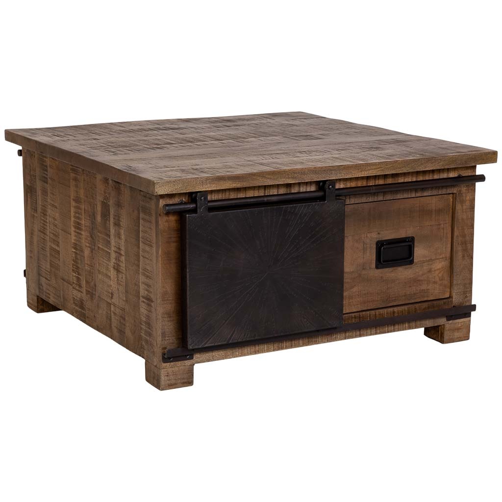 Mesa de centro de madera marrón 90x90x46h cm