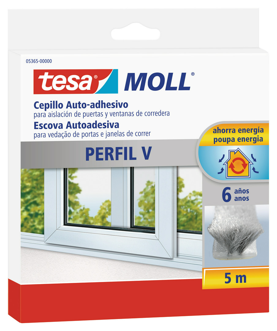 Tesa burlete adhesivo cepillo 4mm para ventana y puerta corredera 6m05365