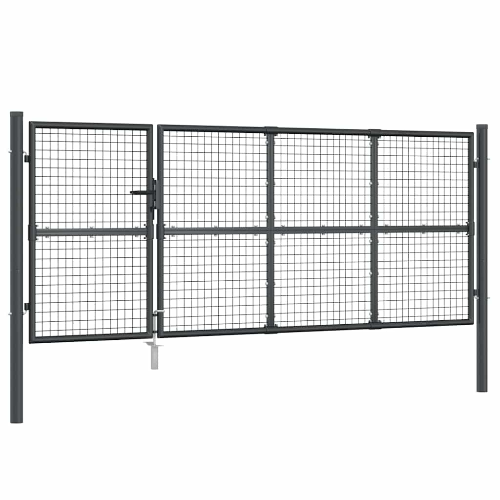 vidaXL puerta de jardín de malla color antracita 350 x 125 cm acero