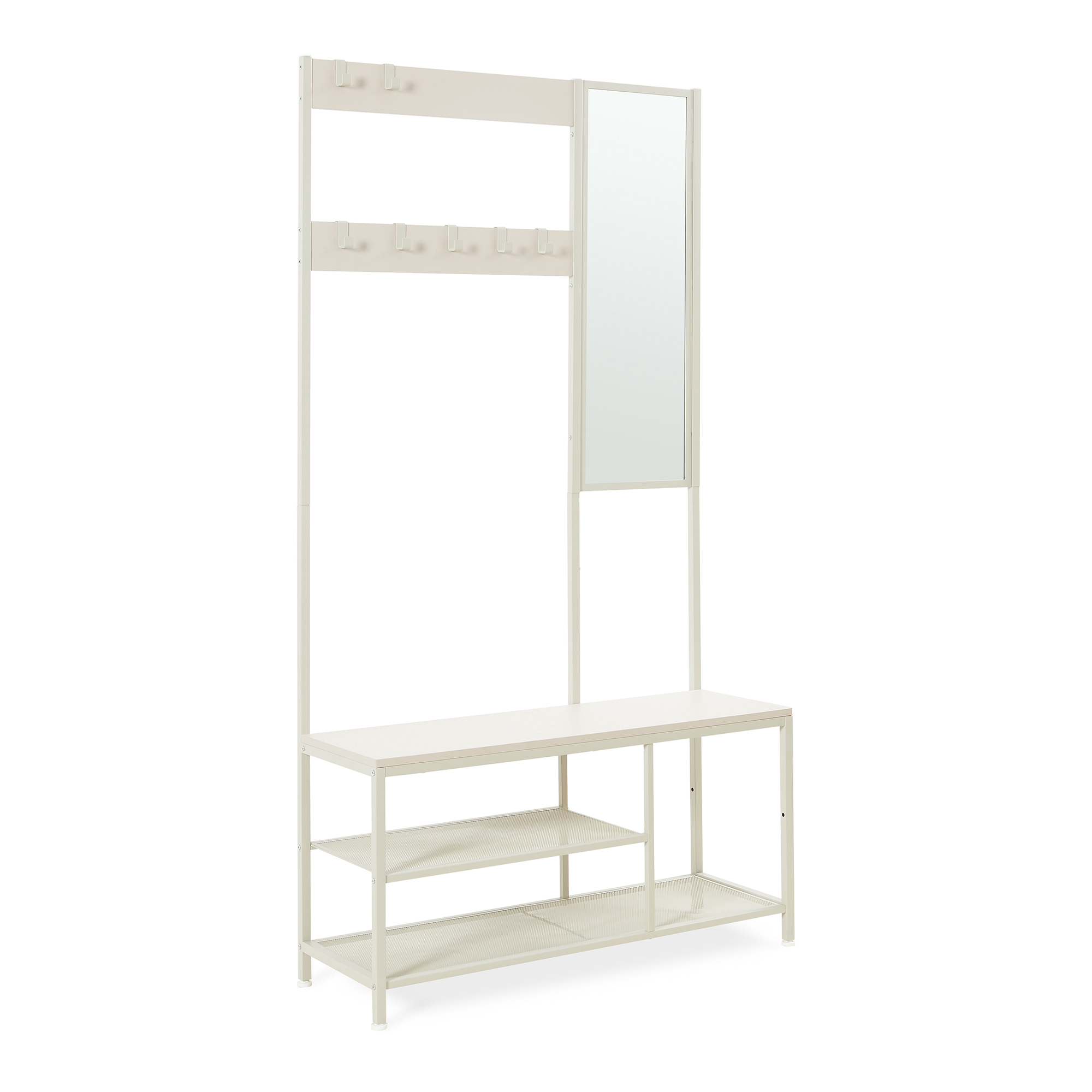 Mueble recibidor napinerg con espejo y zapatero 185x98x34cm arena [en.casa]