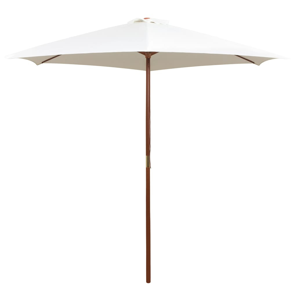 vidaXL sombrilla con palo de madera blanco crema 270x270 cm