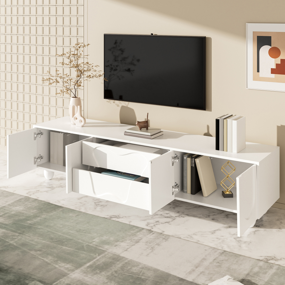 Mueble de tv para salón con almacenaje blanco 42x180x40cm