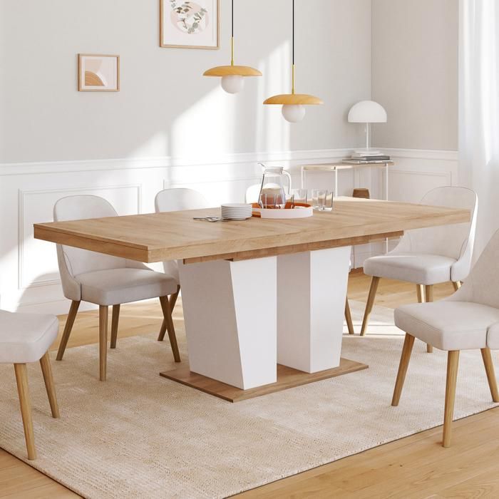 Mesa comedor extensible eliad madera blanca - 160-200 cm