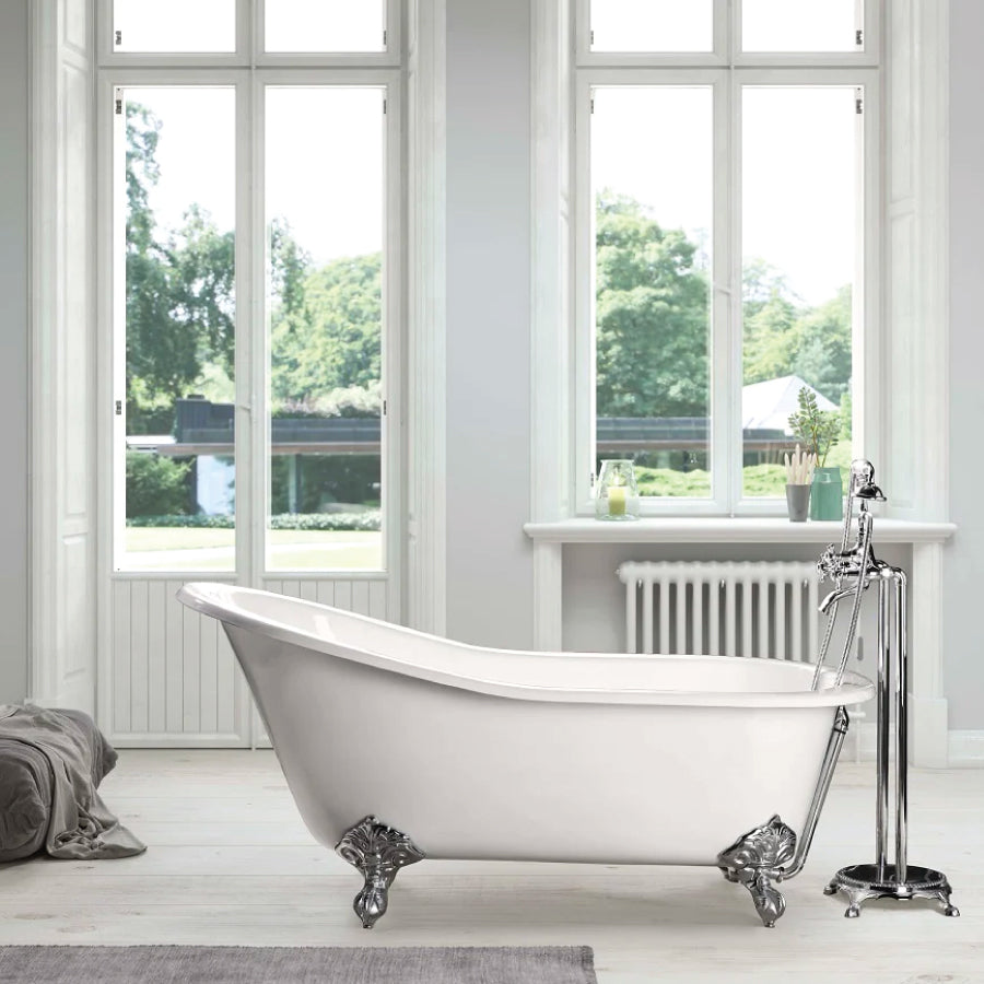 Bañera hierro ashford 146 cm patas cromadas