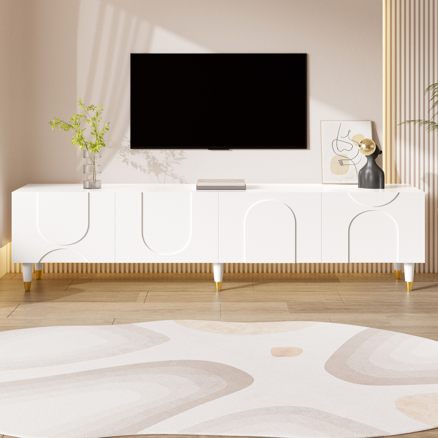 Mueble de tv con 4 puertas blanco 50x180x40cm