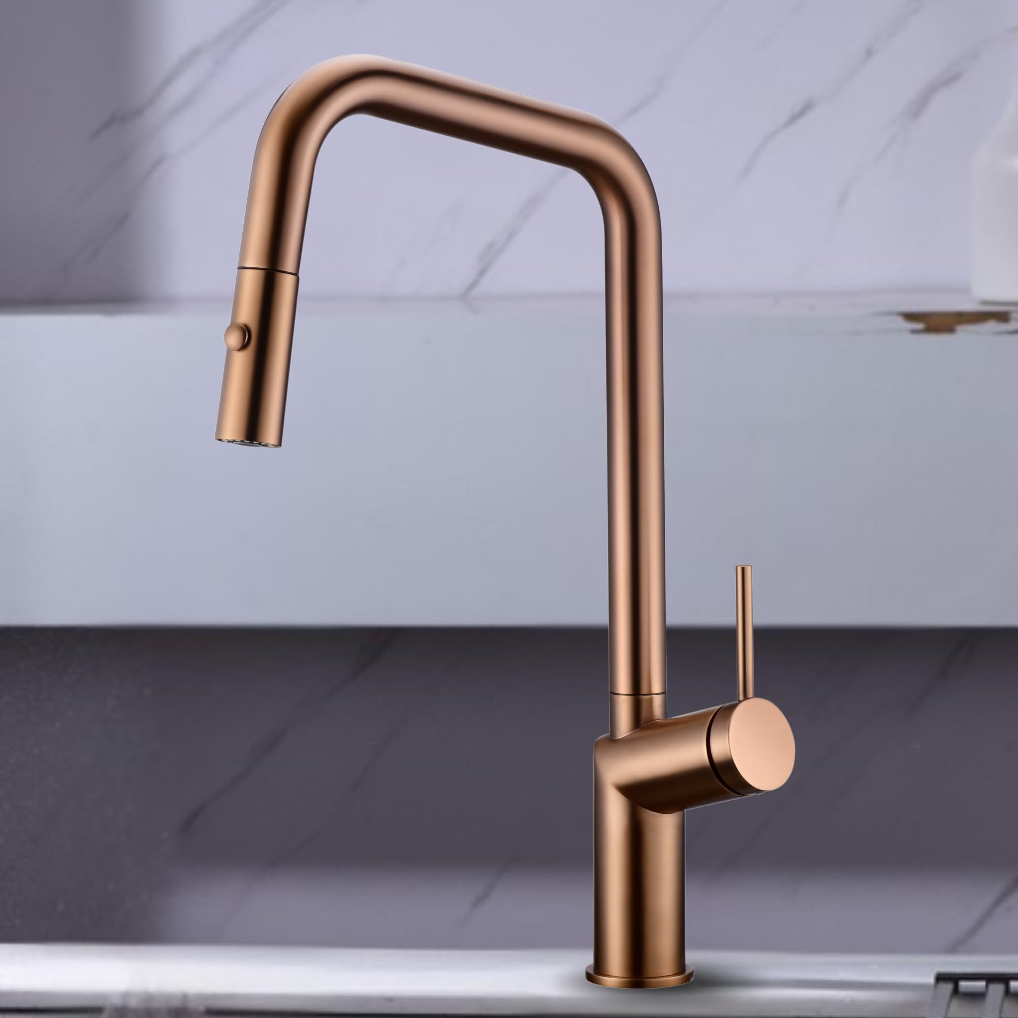 Imex - grifo monomando de cocina extraíble oro rosa serie bonn