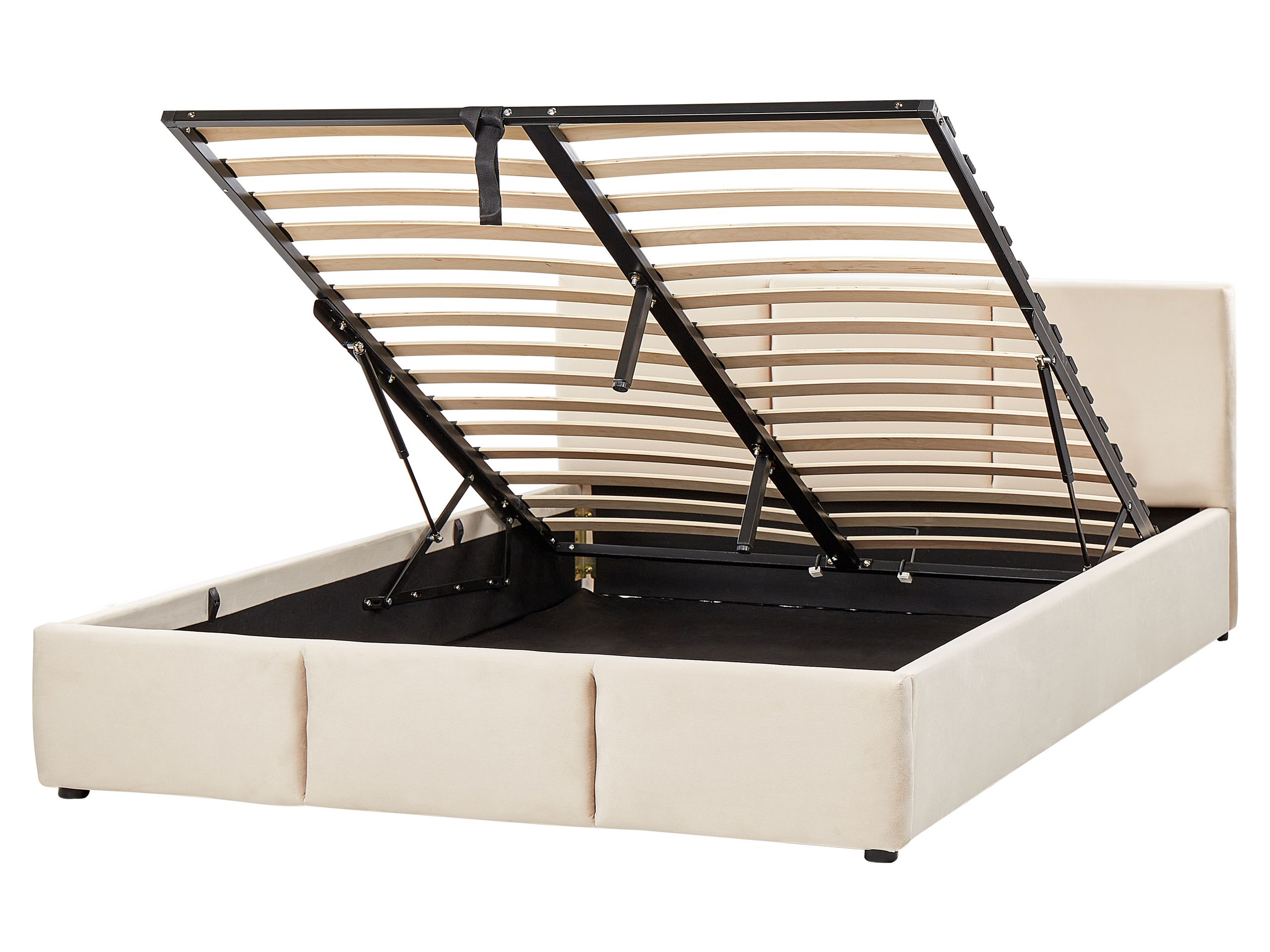 Cama con almacenaje bousse terciopelo beige claro 160 x 200 cm