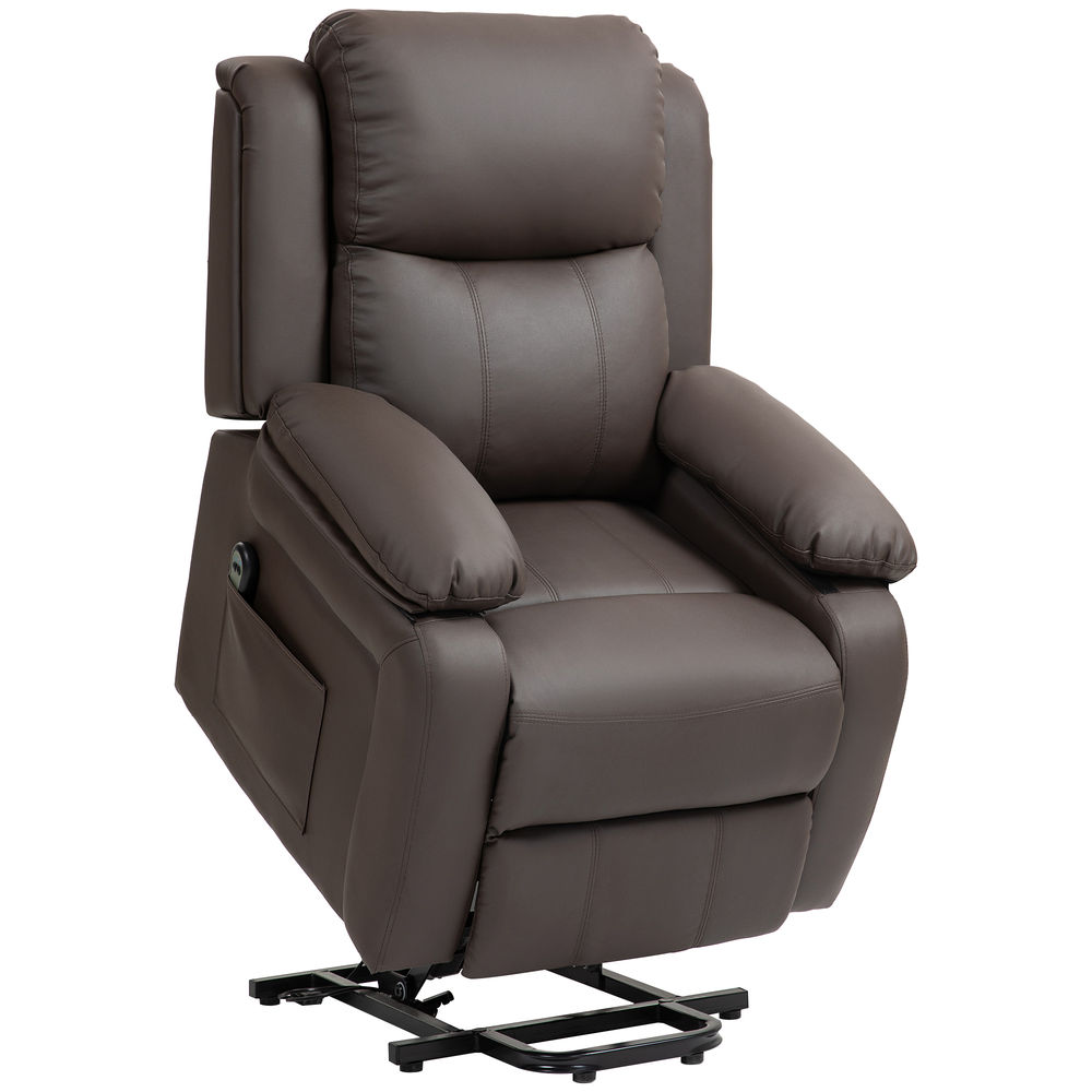 Sillón levanta persona 76x90x105 cm pu, acero color marrón Homcom