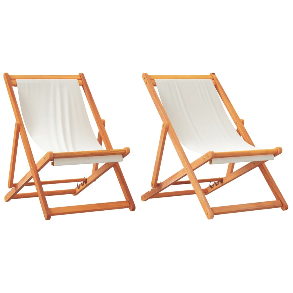 vidaXL sillas de playa plegables 2 unidades tela blanco crema