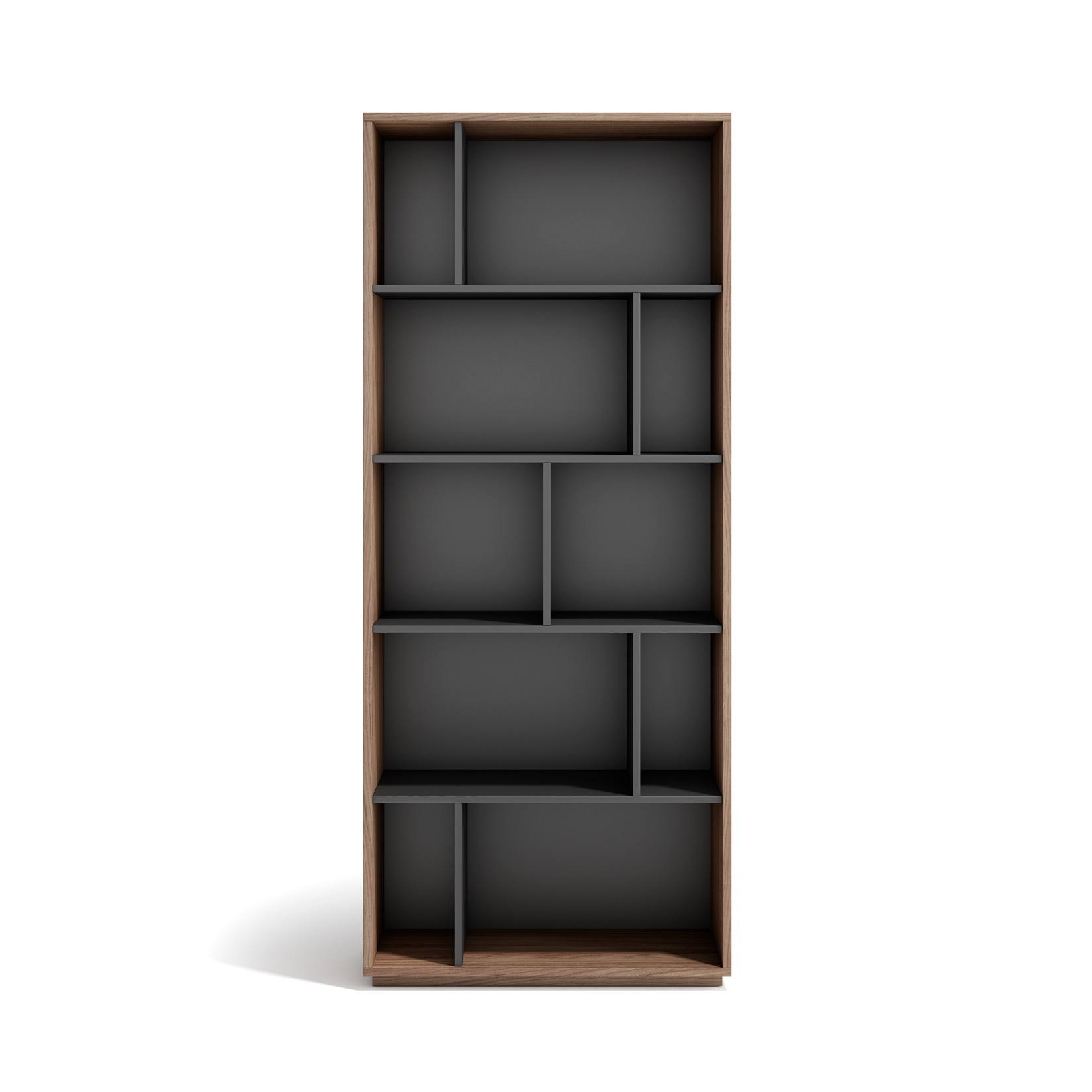 Estantería librería 5 niveles, melamina nogal velmore-grafito, 191x80x32