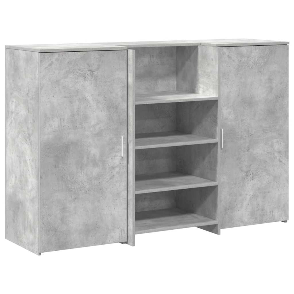Mostrador de recepción de 155 x 50 x 103,5 cm, color gris cemento y madera