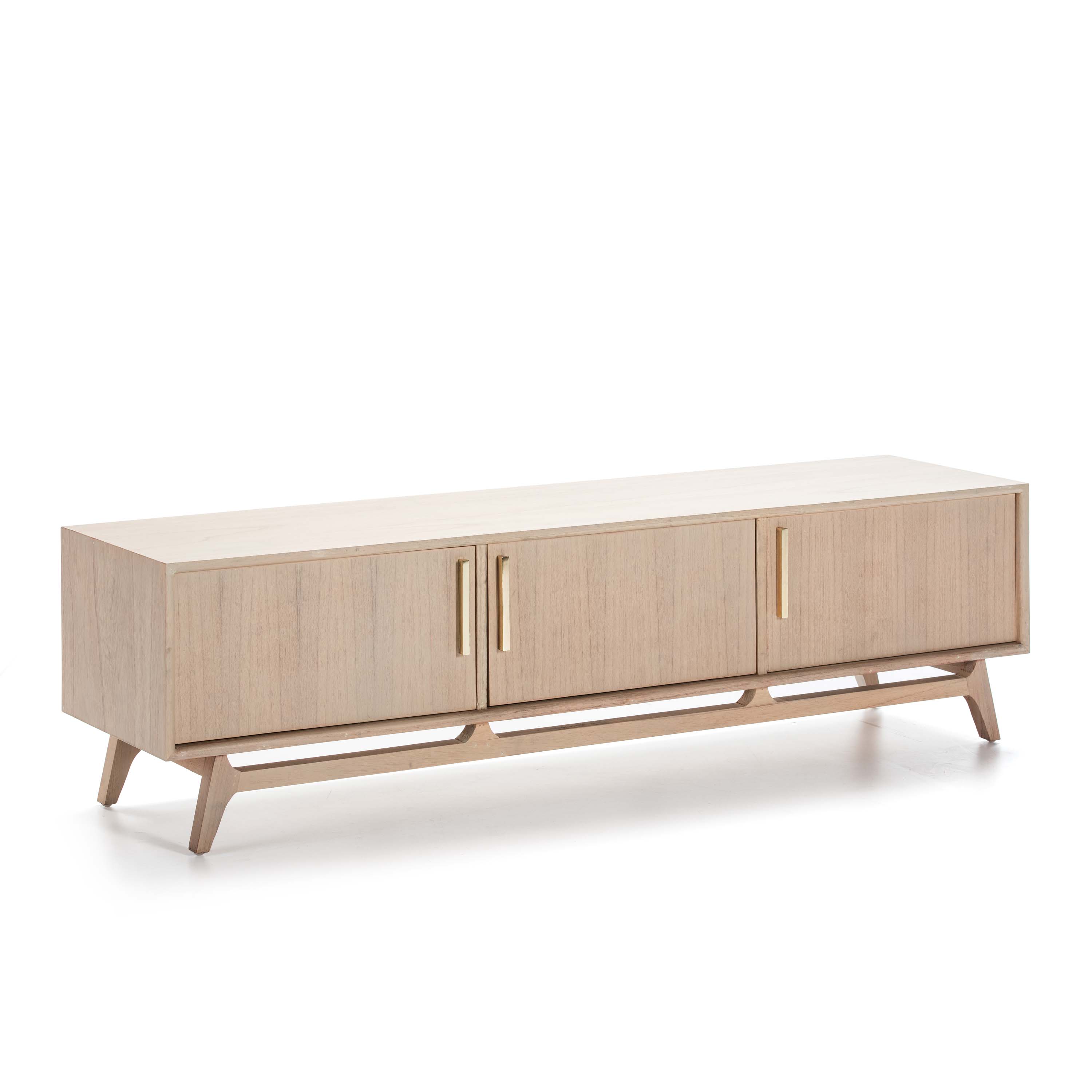 Mueble tv 160x40x45 madera natural con patina gris