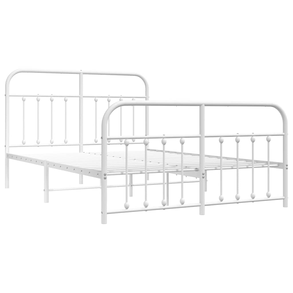 vidaXL estructura cama sin colchón con estribo metal blanco 135x190 cm