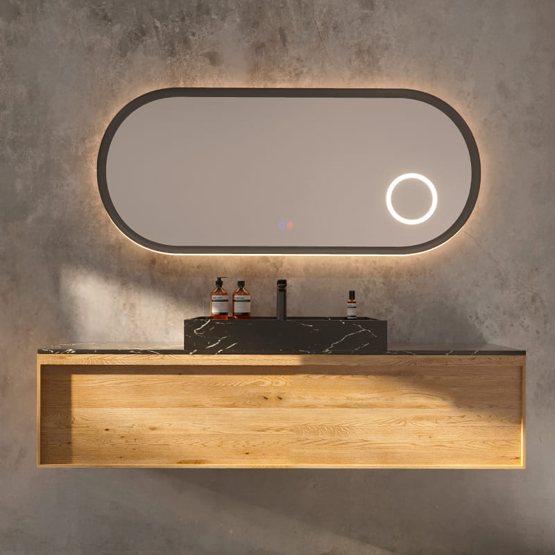 LEDimex-espejo LED elíptico retroiluminado rimini 120x60 gris cobalto-3/LED