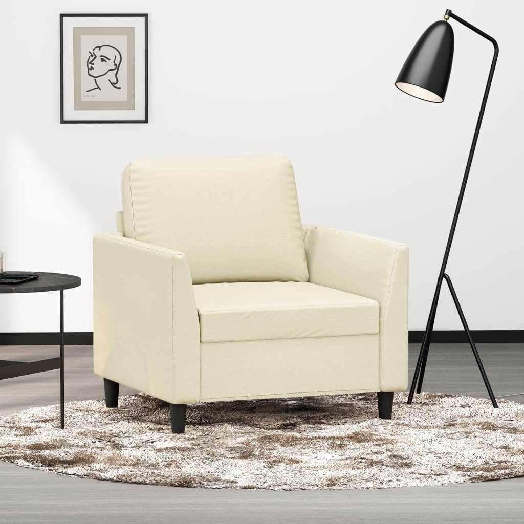 Sillón cuero sintético crema 60 cm qweo2039