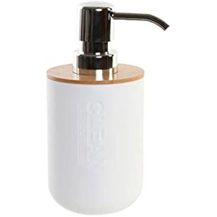 Dispensador de jabón - dkd home decor - estándar - blanco - bambú y polipro