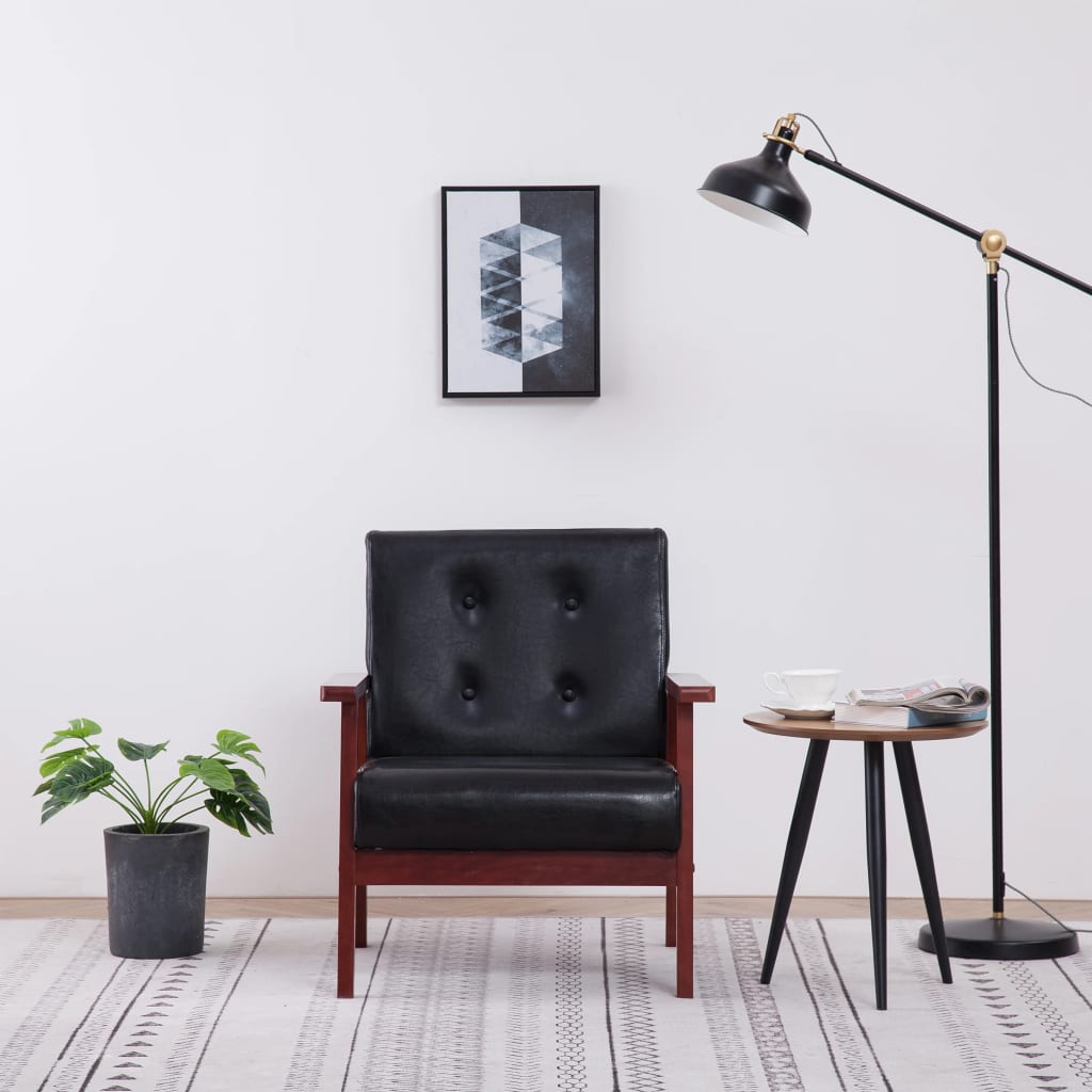 Sillón de cuero sintético negro qweo1715