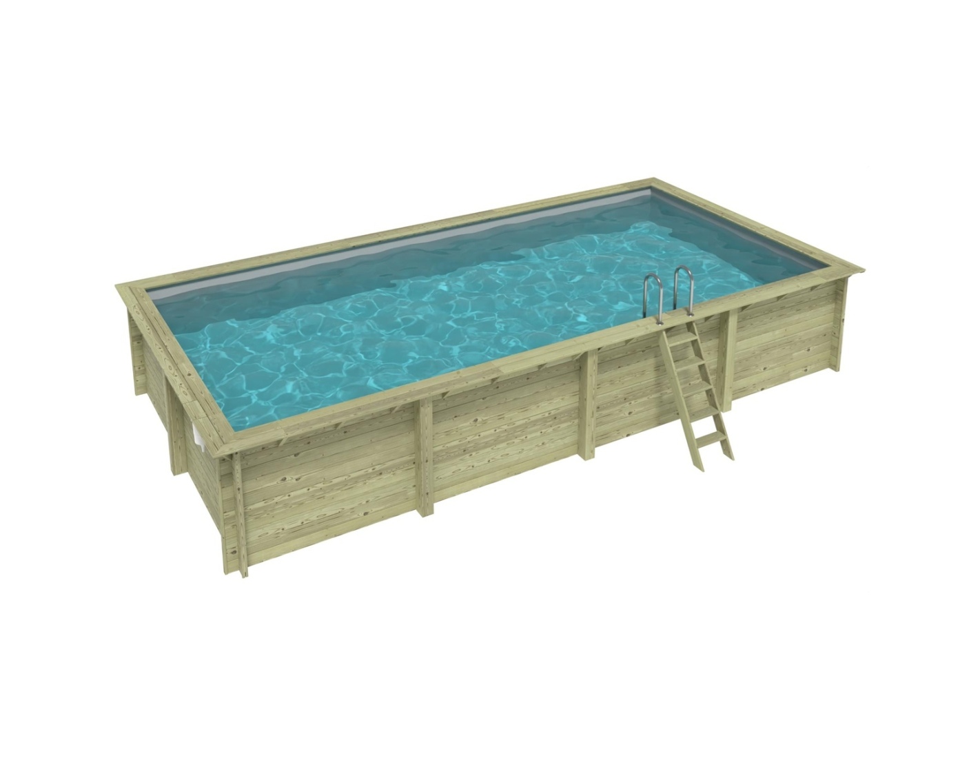 Piscina de madera aqua 8.5x4.35 - h.1.45, gris, con vigas l - bas7309ospl2
