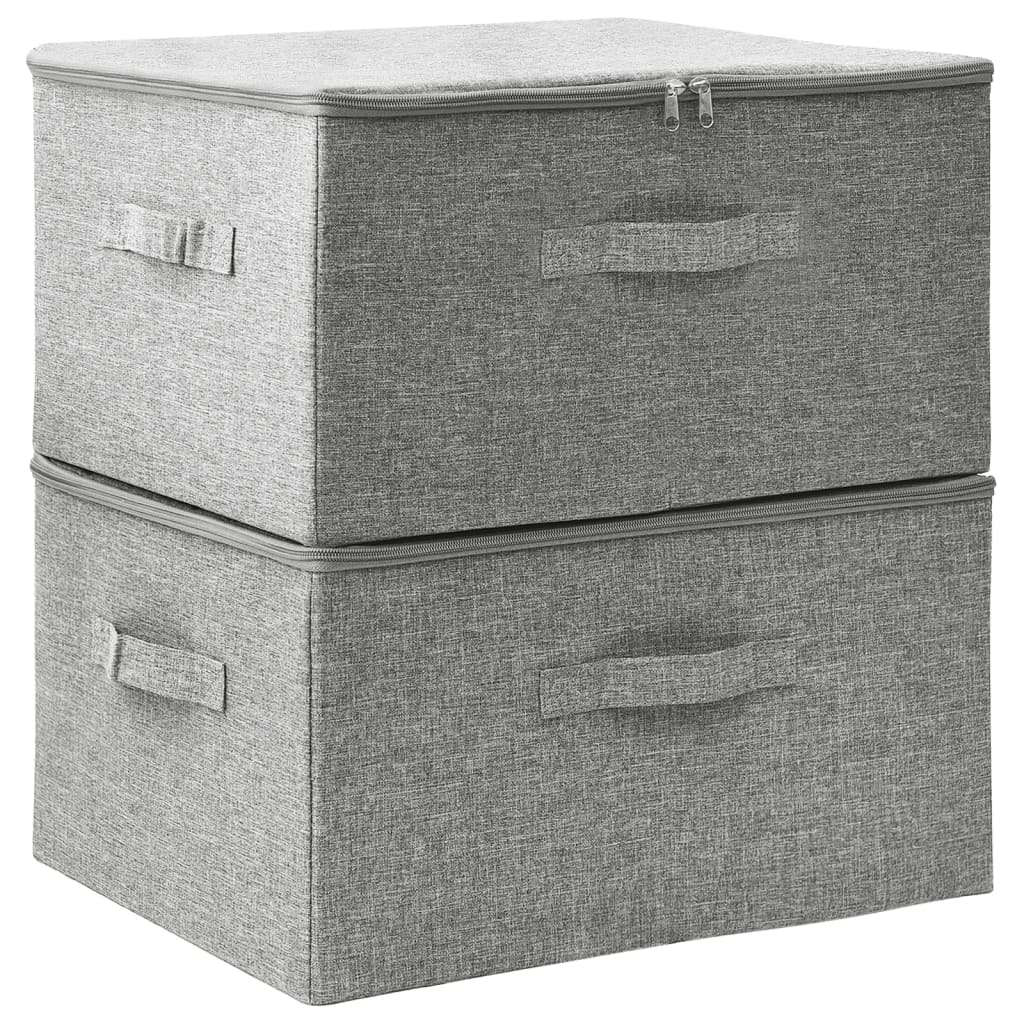 vidaXL cajas de almacenaje 2 unidades tela gris 43x34x23 cm