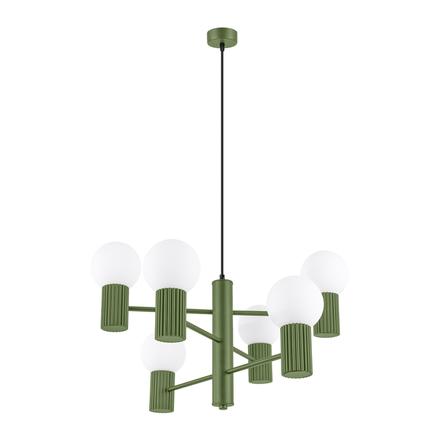Lámpara de araña halo 6 verde oliva aluminio 64x230x64cm