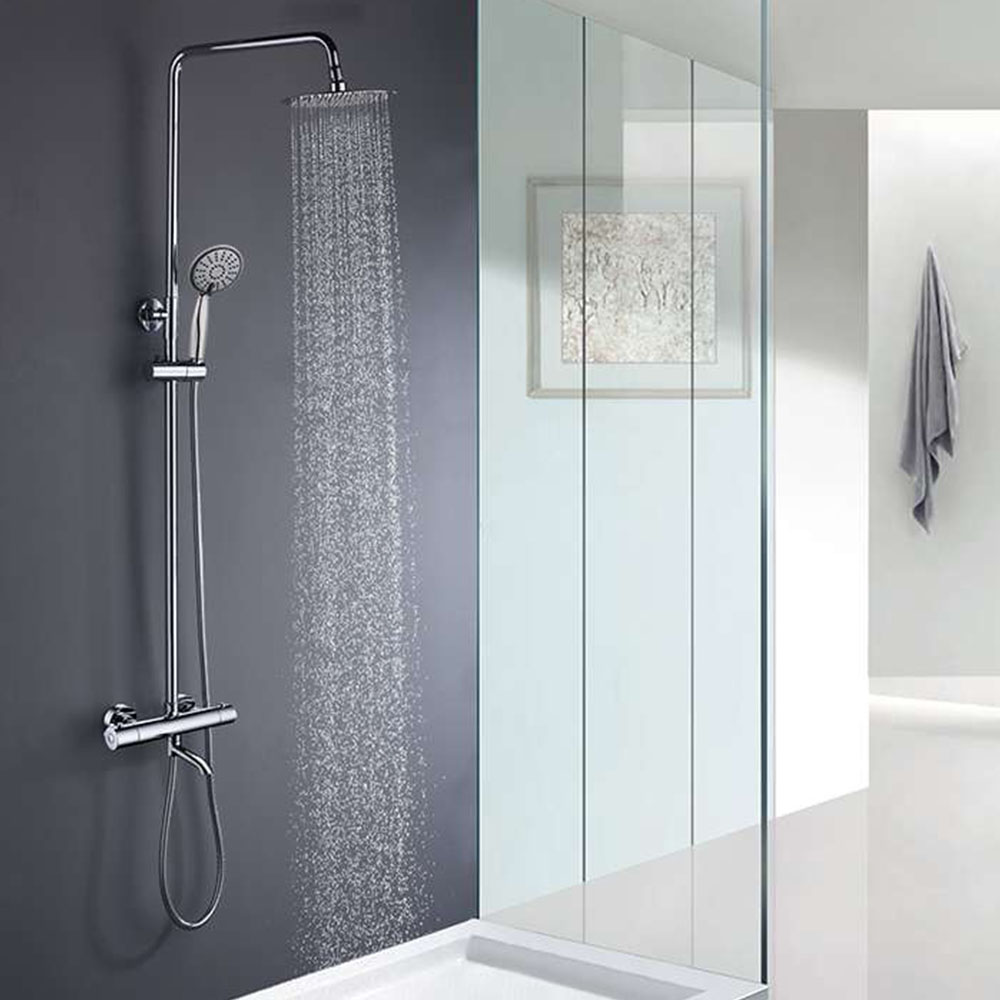 Kibath columna extralarga termost. Con caño cuadrada de 100-150 cm cromo