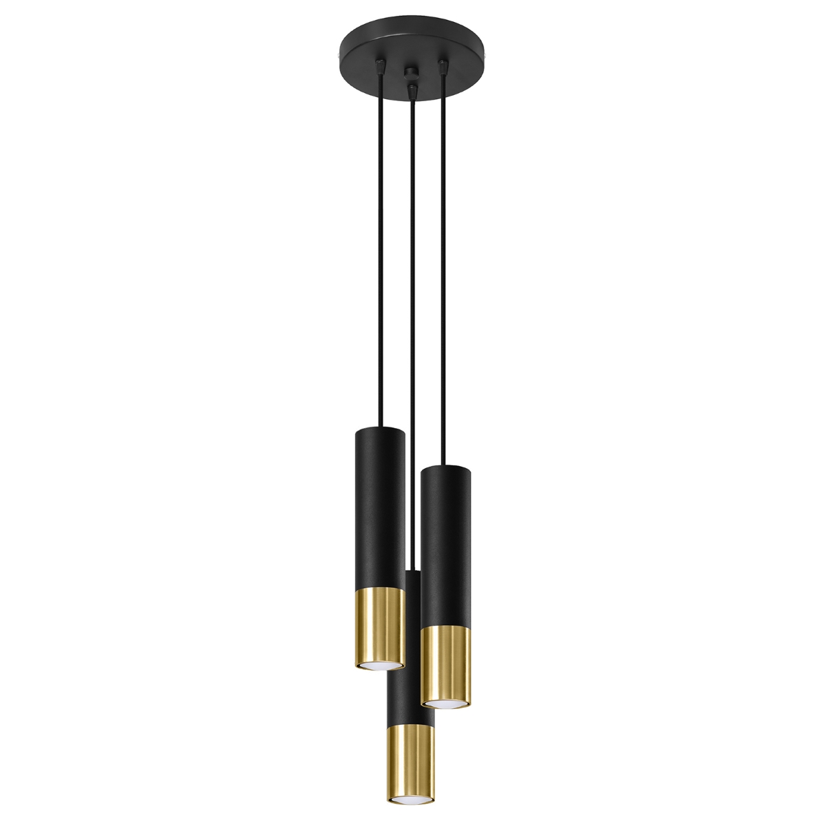 Lámpara coLGante loopez 3 oro negro acero 20x90x20cm