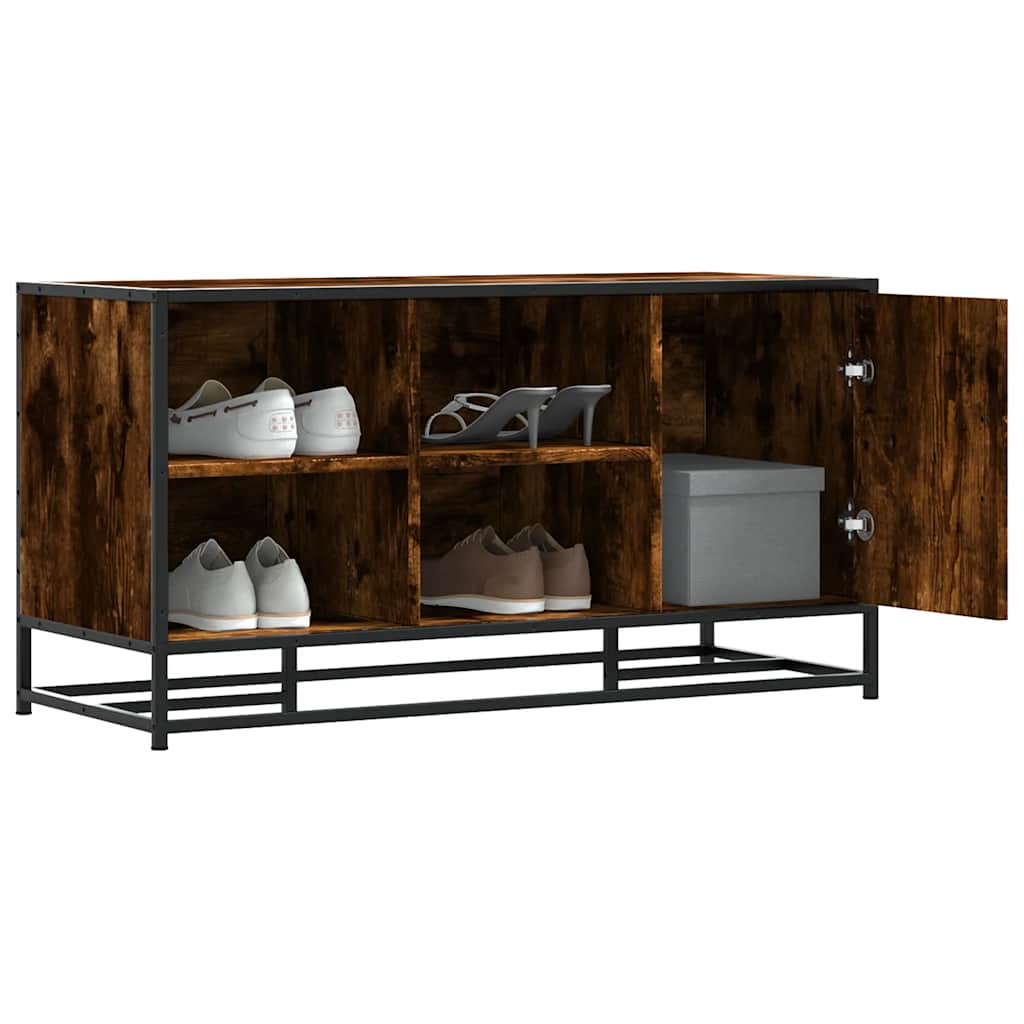 Banco zapatero madera de ingeniería roble ahumado 100x40x53,5cm oif338621