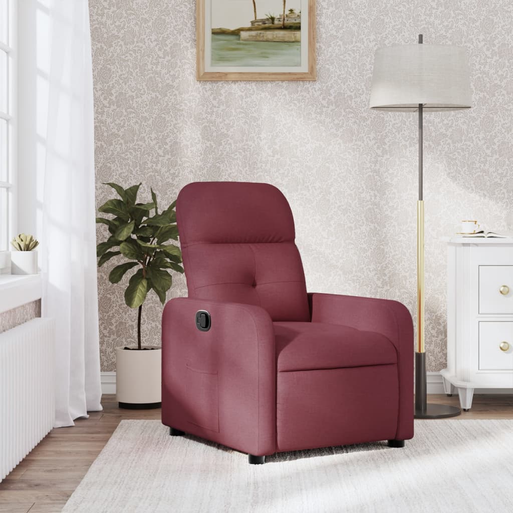 Sillón reclinable de tela rojo tinto qweo3502