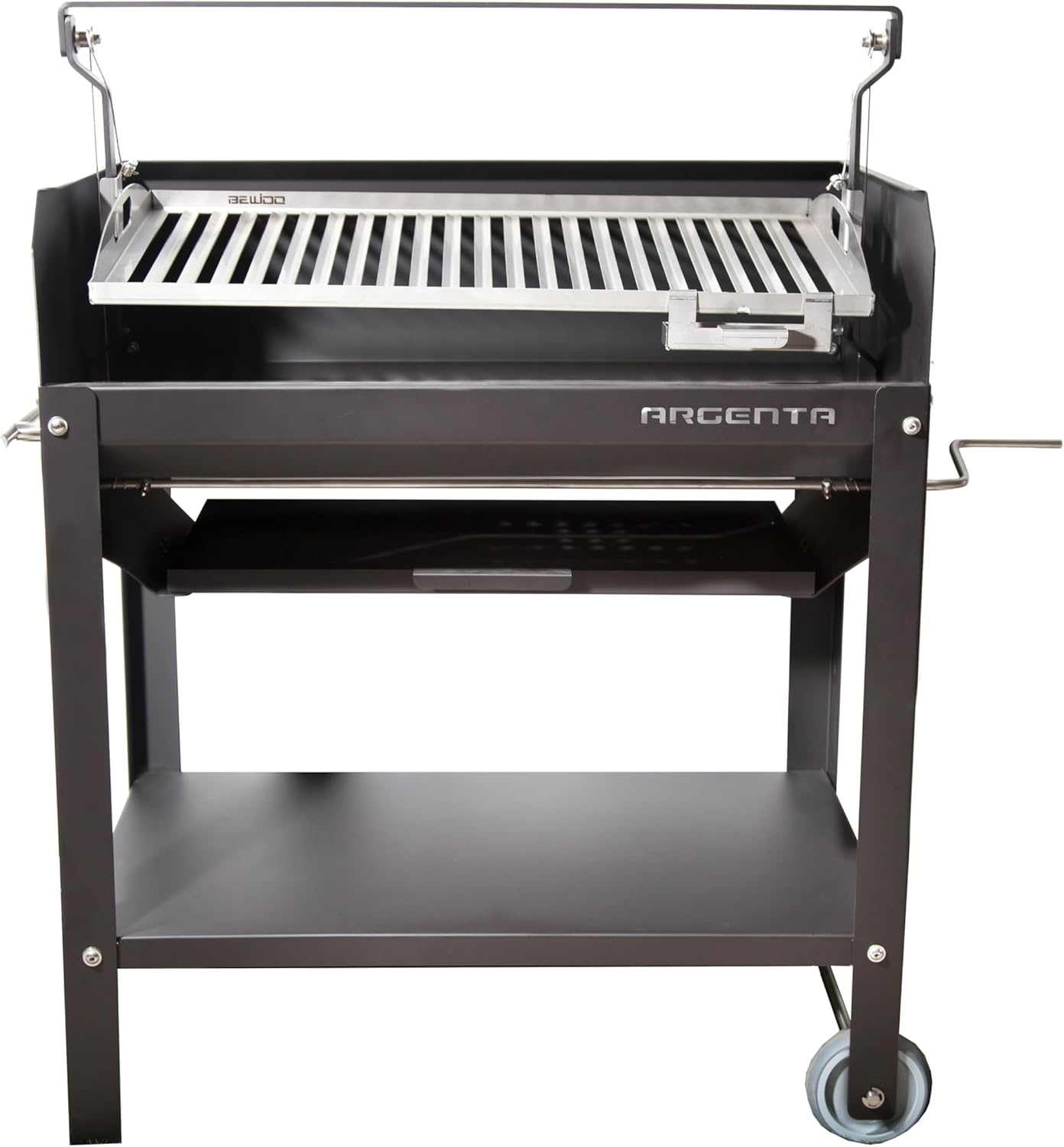 Barbacoa argentina argenta 70m negra profesional con parrilla elevable