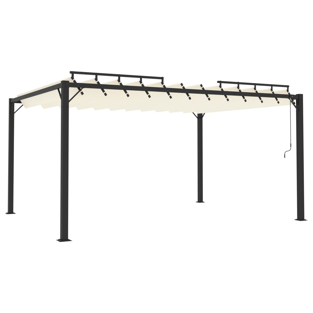 vidaXL cenador con techo de lamas tela crema y aluminio 3x4 m