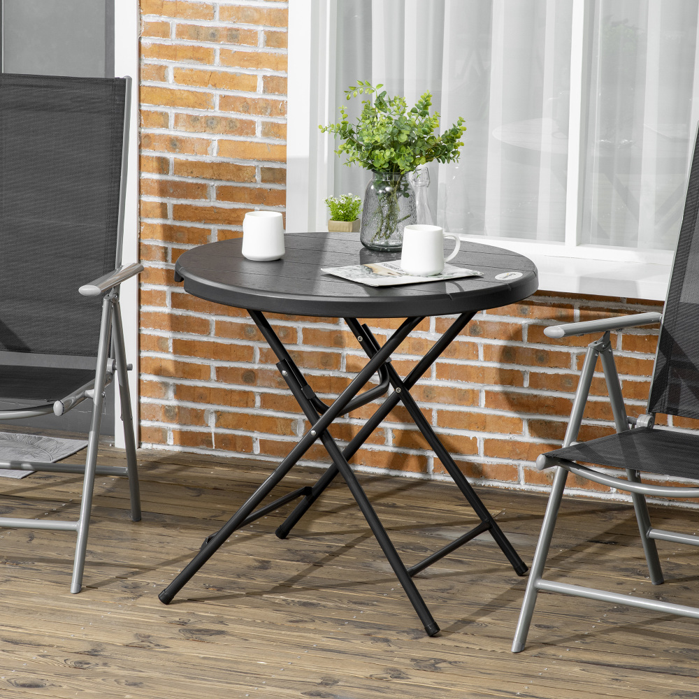 Mesa de jardín redonda plegable para 4 personas gris oscuro 73x80x80cm