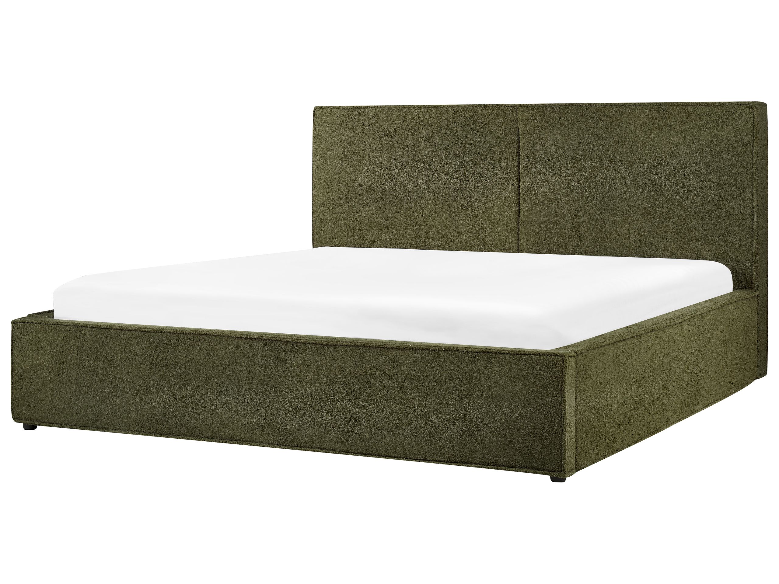 Cama con almacenaje moissac bouclé verde oscuro 180 x 200 cm