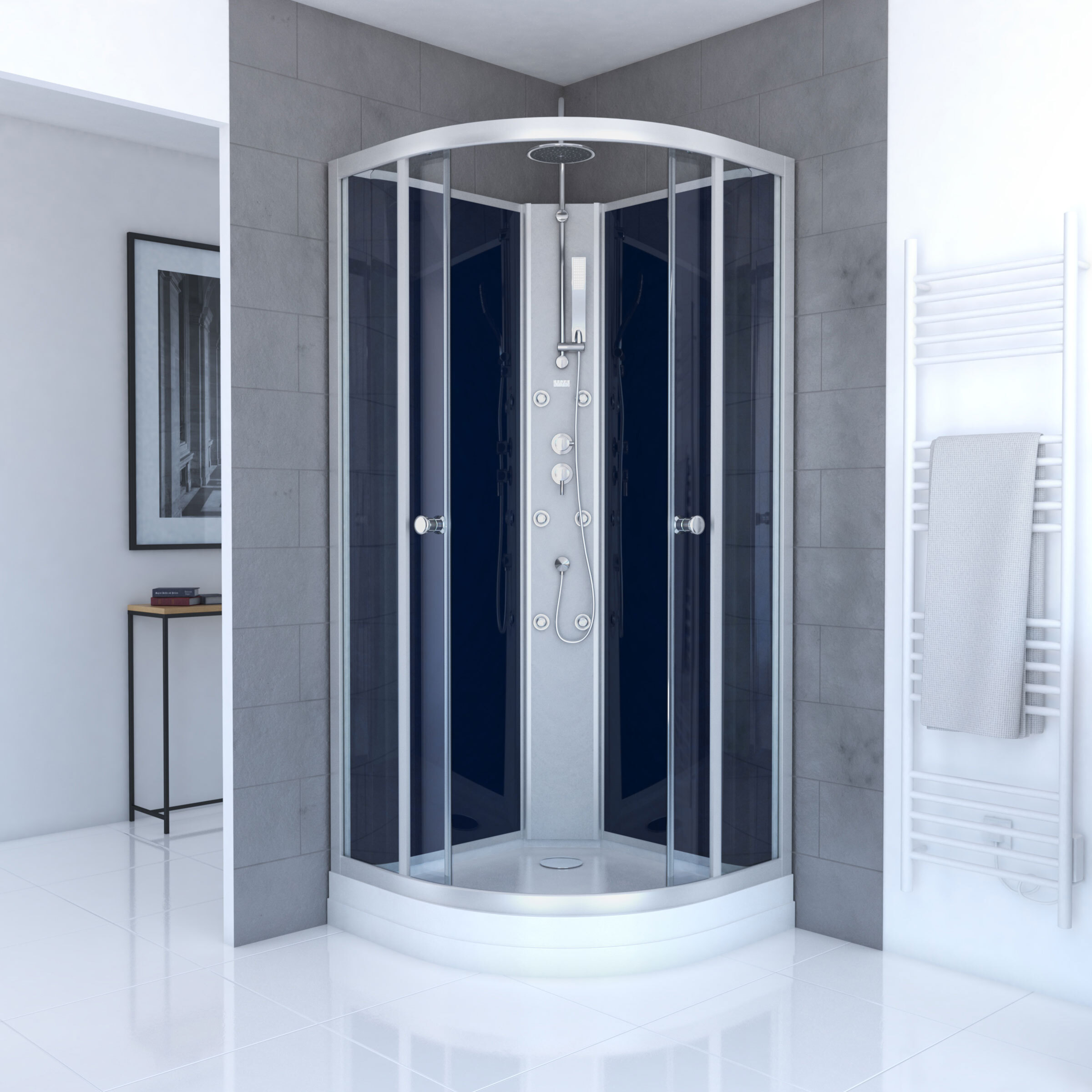 Cabina ducha 1/4 circulo 85x85x225cm- nigthy