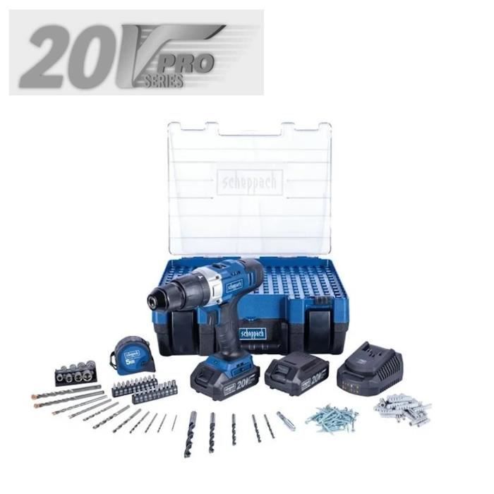 Taladro percutor inalámbrico scheppach dtb20pros - 20 v - u - iluminación l