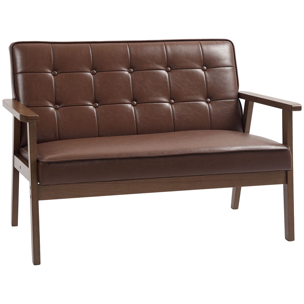 Sofá de 2 plaza 115x70x81 cm pu color marrón Homcom