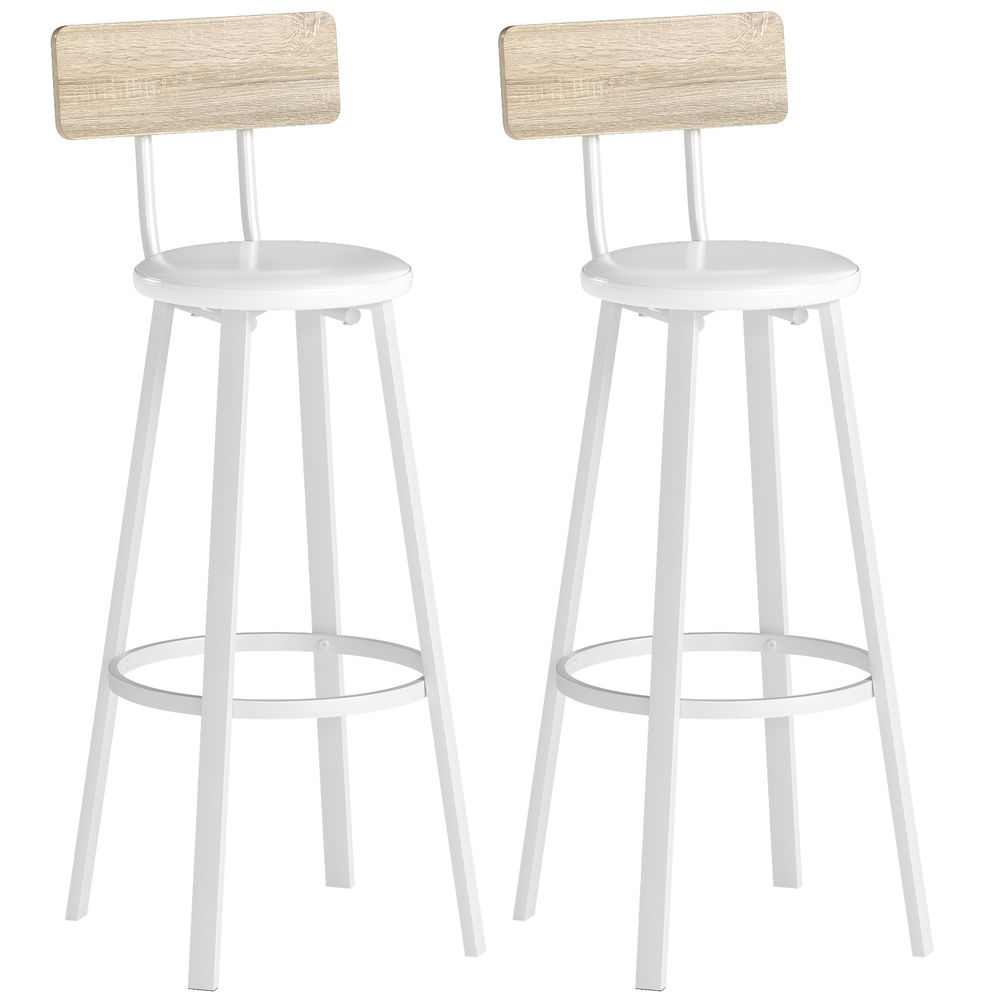 Taburetes de bar 41.5x36.5x99.5 cm color blanco Homcom, hogar - cocina